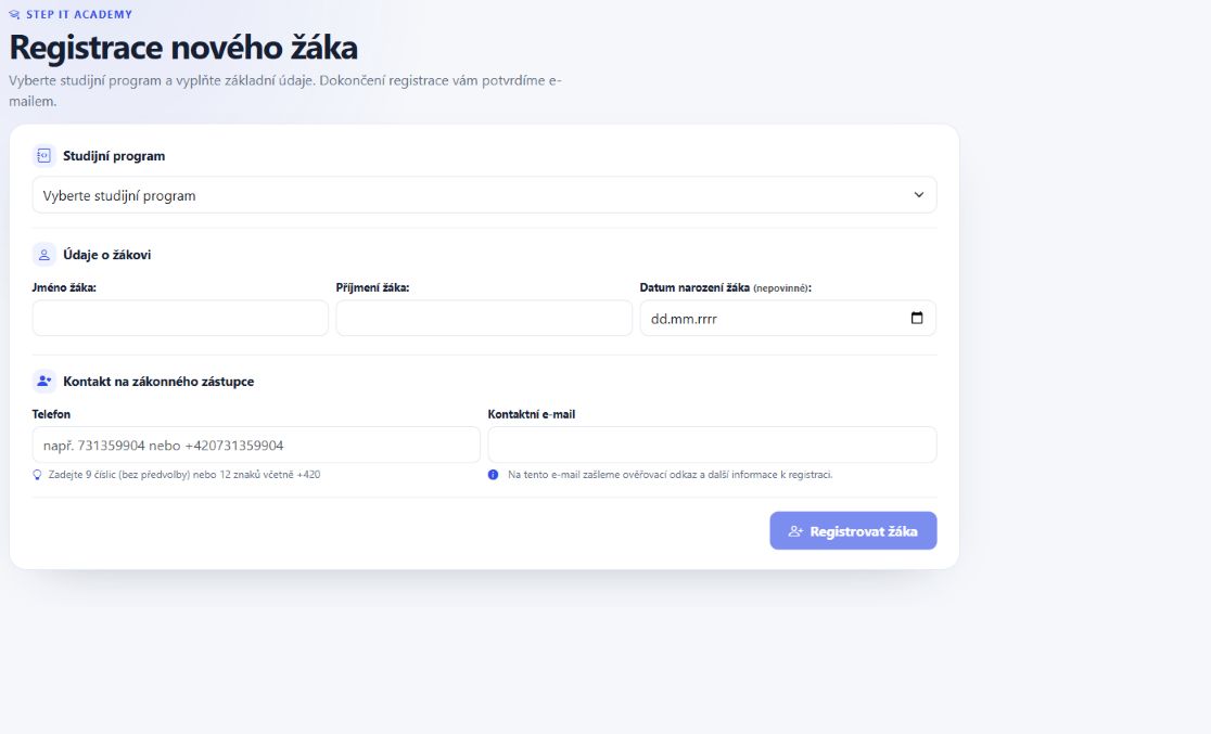 Samoregistrace nového žáka